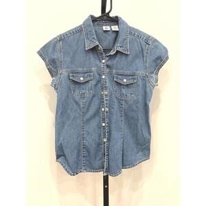 y2k Arizona Jeans Large Sleeveless Denim Button-Up Shirt Large